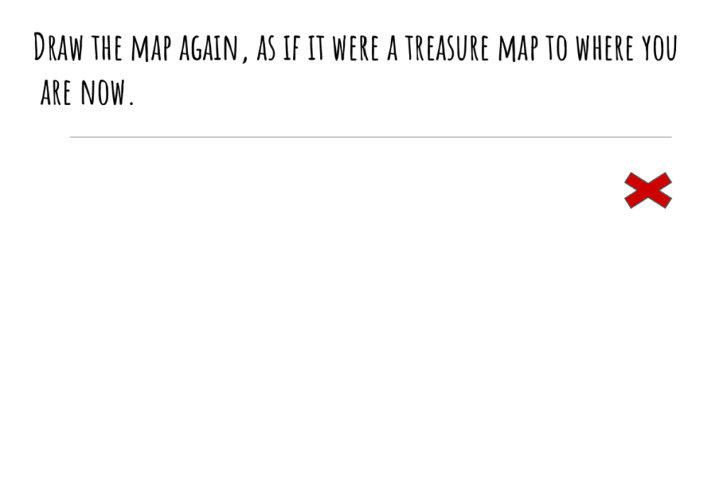 Map 3: X marks the spot on the right hand of an otherwise blank page